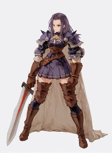 a female <lora:Final_Fantasy_Tactics_XLv2:1> white background, full body, (masterpiece), best quality, highres, 4k, 8k, cinematic lighting, amazing quality, amazing shading, soft lighting, berserker