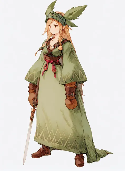 a female <lora:Final_Fantasy_Tactics_XLv2:1> white background, full body, (masterpiece), best quality, highres, 4k, 8k, cinematic lighting, amazing quality, amazing shading, soft lighting, druid
