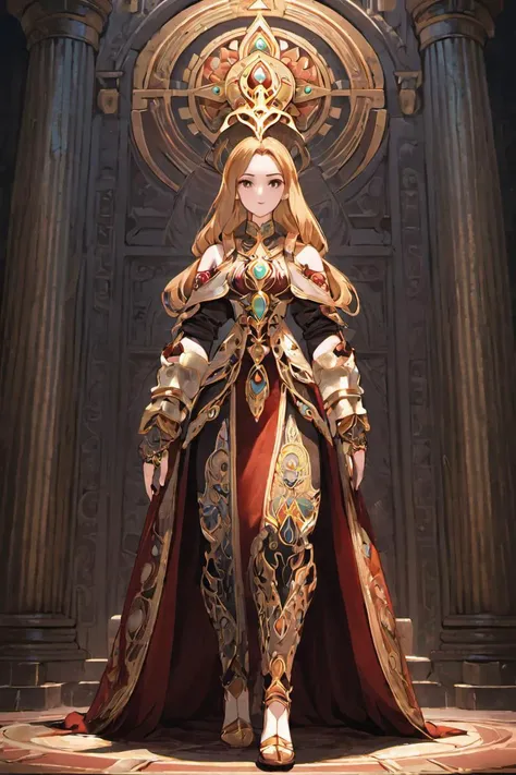 <lora:FFTJobs XL:1.25> female temple oracle, full body, game art style, (masterpiece),  best quality, highres, 4k, 8k, Detailed Illustration, intricate detail, cinematic lighting, amazing quality, 1girl, fit female, amazing shading, soft lighting, facing camera, perfect eyes