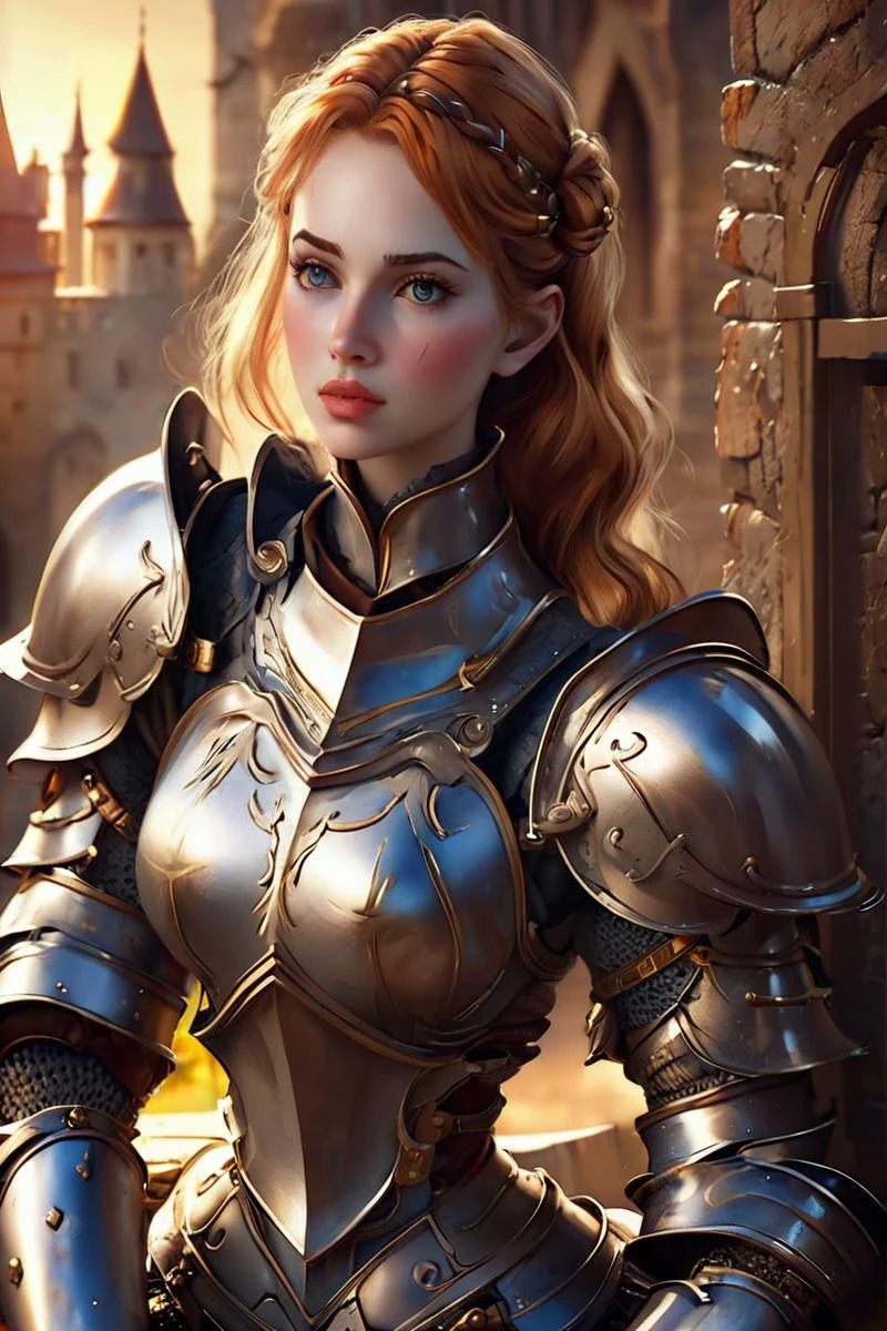 <lora:FFTJobs XL:1.25> photo of sexy female knight, full body, realistic style, (masterpiece), best quality, highres, 4k, 8k, Detailed Illustration, intricate detail, cinematic lighting, amazing quality, 1girl, fit female, amazing shading, soft lighting, facing camera, perfect eyes
