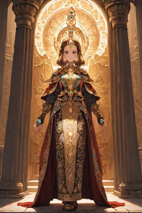 <lora:FFTJobs XL:1.25> female temple oracle, full body, game art style, (masterpiece), best quality, highres, 4k, 8k, Detailed Illustration, intricate detail, cinematic lighting, amazing quality, 1girl, fit female, amazing shading, soft lighting, facing camera, perfect eyes