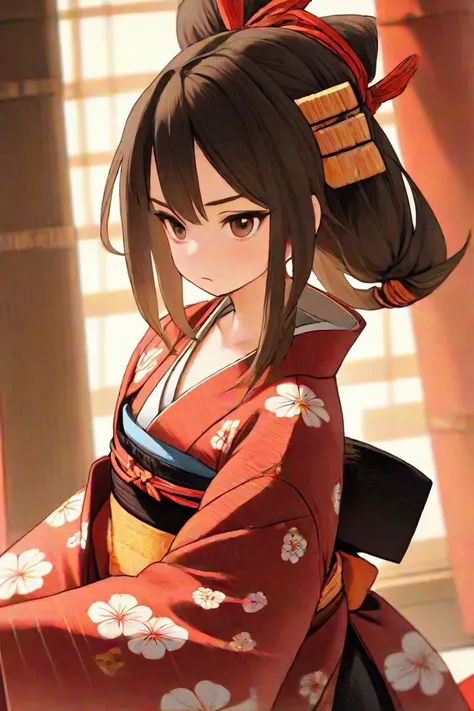 <lora:FFTJobs XL:1.25> female samurai opening her kimono (exposing her bare breasts), ((showing nipples, nsfw, nude, naked, topless)), (sex illustration, explicit), (masterpiece), best quality, highres, 4k, 8k, Detailed Illustration, intricate detail, cinematic lighting, amazing quality, 1girl, fit female, amazing shading, soft lighting, facing camera, perfect eyes