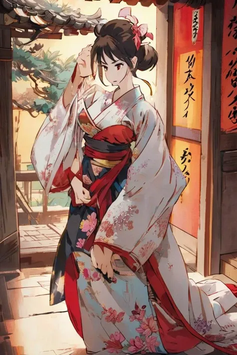<lora:FFTJobs XL:1.25> female samurai opening her kimono (exposing her bare breasts), ((showing nipples, nsfw, nude, naked, topless)), porn actress, (masterpiece), best quality, highres, 4k, 8k, Detailed Illustration, intricate detail, cinematic lighting, amazing quality, 1girl, fit female, amazing shading, soft lighting, facing camera, perfect eyes