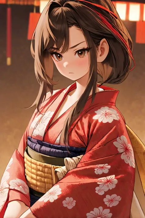 Close up portrait of woman in red and gold dress, Traditional Japanese, geishaの写真ポートレート, Hanfu, 伝統的なgeishaの衣装, Traditional Chinese, Chinese Costume, Yukinobu Hoshino, From the Sengoku period, Akemi Takada, Princess of an ancient Asian dynasty, geishaの髪型, harumi, late meiji period, geisha She is lying on her back on the futon, exposing her nipples and crying.