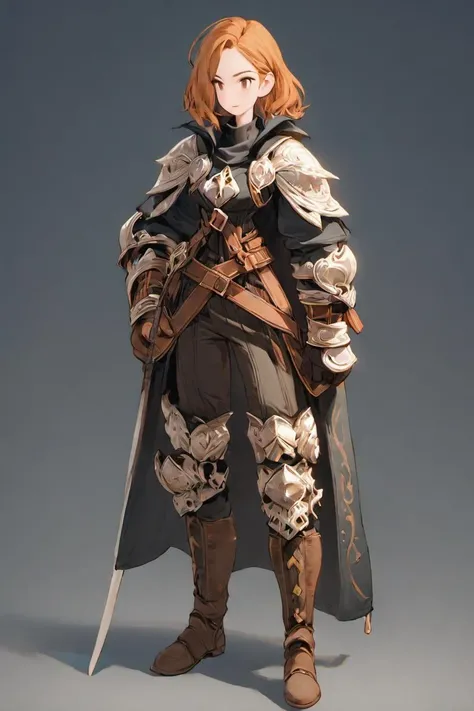 <lora:FFTJobs XL:1.25> female adventurer, full body, game art style, (masterpiece),  best quality, highres, 4k, 8k, Detailed Illustration, intricate detail, cinematic lighting, amazing quality, 1girl, fit female, amazing shading, soft lighting, facing camera, perfect eyes