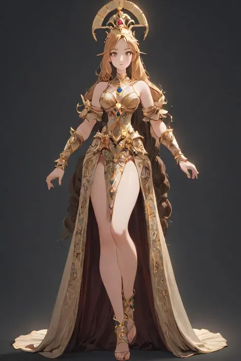 sexy female goddess, full body, game art style, (masterpiece), best quality, highres, 4k, 8k, Detailed Illustration, intricate detail, cinematic lighting, amazing quality, 1girl, fit female, amazing shading, soft lighting, facing camera, perfect eyes