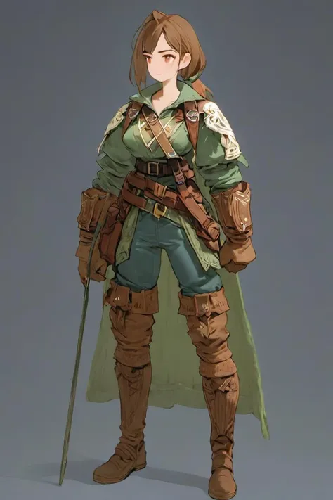 <lora:FFTJobs XL:1.25> female ranger, full body, game art style, (masterpiece), best quality, highres, 4k, 8k, Detailed Illustration, intricate detail, cinematic lighting, amazing quality, 1girl, fit female, amazing shading, soft lighting, facing camera, perfect eyes
