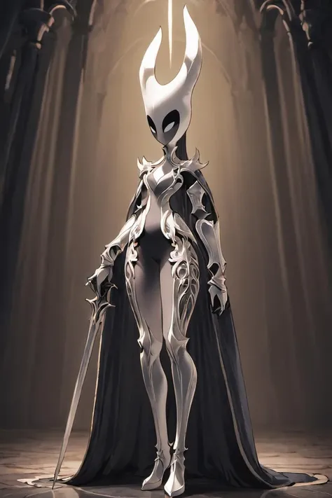 <lora:FFTJobs XL:1.25> sexy female hollow knight, full body, game art style, (masterpiece), best quality, highres, 4k, 8k, Detailed Illustration, intricate detail, cinematic lighting, amazing quality, 1girl, fit female, amazing shading, soft lighting, facing camera, perfect eyes