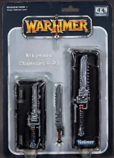 a 40kchainsword in a plastic package with the text "Warhammer 40,000" and "Chainsword"
<lora:Chainsword_-_Warhammer_40000_SDXL:0.8> <lora:gonza_v2:0.8>