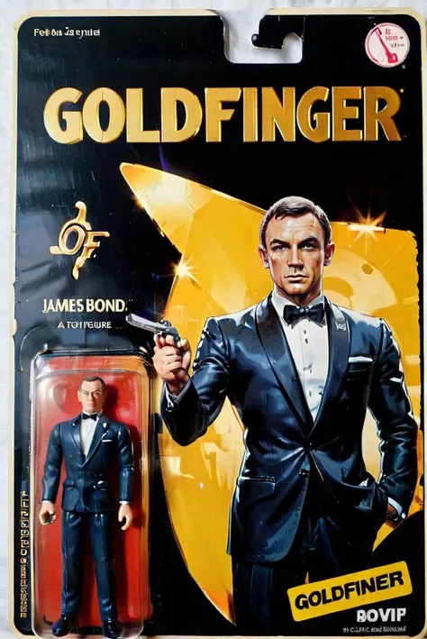 <lora:gonza_v2:0.7> a toy figure of James Bond from the 007 with the title "Goldfinger"