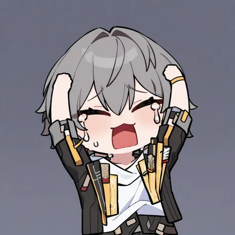 (masterpiece, best quality:1.0),
1boy, solo, simple backround, cute, chibi,
chibi,closed eyes,open mouth,arms up, cry, unhappy,
Caelus (Honkai: Star Rail),
<lora:firefly_new:0.9> <lora:xl_cat_covering_ears_(meme)(a3.1):1>