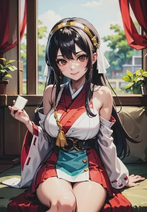 <lora:FightingBattleship_Haruna:0.8>, FightingBattleship_Haruna, smirk,, (gorgeous, beautiful, enchanting:1.3)