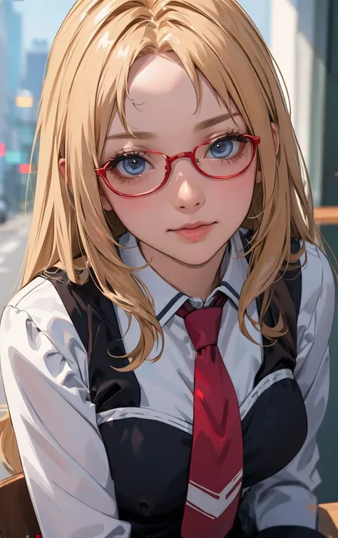 ((masterpiece, best quality)), insaneres, absurdres, solo, outdoors,
CLOTHING_BibleBlack_SchoolDress_ownwaifu, 
1girl, blonde hair,  long hair, blue eyes, 
black vest, red skirt, white shirt, collared shirt, suspenders, school uniform, black thighhighs, zettai ryouiki, necktie, long sleeves, pleated skirt, red necktie, 
(portrait, close-up)<lora:CLOTHING_BibleBlack_SchoolDress_ownwaifu:0.8>,
lens flare, depth of field, bokeh, embers, vanishing point, looking at viewer,