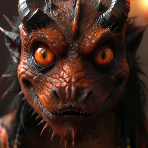 hdr, Capture a photorealistic image of a 3d monster, cinematix, in the bedroom
(three point studio light:1.4), camera f2.0 lens ,rich colors ,hyper realistic ,lifelike texture, orange black striped body, dirty nails, black horns