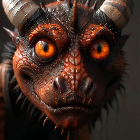 hdr, Capture a photorealistic image of a 3d monster, cinematix, in the bedroom
(three point studio light:1.4), camera f2.0 lens ,rich colors ,hyper realistic ,lifelike texture, orange black striped body, dirty nails, black horns