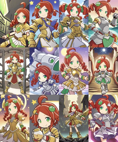 1girl, <lora:sdxl-py-ringo:0.8> ando ringo, green eyes, character hair ornament, red hair, ahoge, twin drill, zettai ryouiki __facialS__, __outdoorsF__, __lightingC__, fantasy ( Glossy Metallic Engraving Pattern { medium shirt | long shirt } { silver armor | gold armor } intricate dress armor intricate Plunging armor intricate breastplate gladiator) muscular { | headpiece | helmet } { | stole } { | clork } tabard