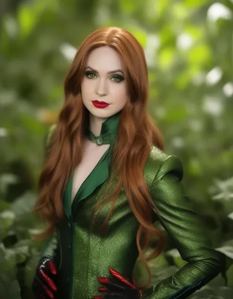 <lora:krnglln:1> , photo of krnglln cosplaying as poison ivy