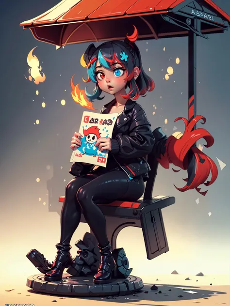 (masterpiece, best quality, high quality, natural lighting, grainy:1.1), <lora:Switchchan:0.75>, switch-chan (upside down:1.2), sitting holding (paper on fire:1.2), TomReadingTheNewspaper ,(bus stop:1.1), <lora:TomReadingTheNewspaper:0.75>
