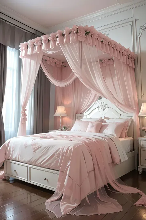 (masterpiece, best quality, high quality, highres, ultra-detailed),  <lora:PrincessBed:0.7>,1girl,sitting on princess bed, (princess bed),pink, (zhubao:1.1)
