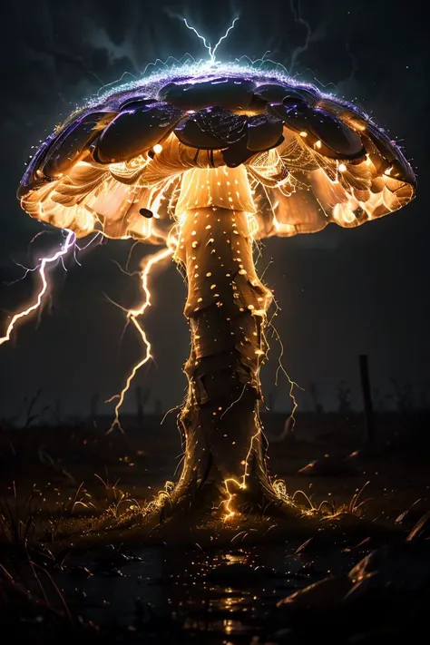 glowing,lightning,Colorful and glowing mushroom,<lora:Dianhuun218 (11):0.6>best quality,masterpiece,(detailed light),lightning surrounds,