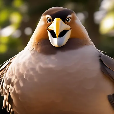 furrender style, portrait of a large muscular male bird, camping, photorealistic, 35mm, cinematic lighting and color grading, key light, sharp focus, depth of field background, extreme detail, 4k