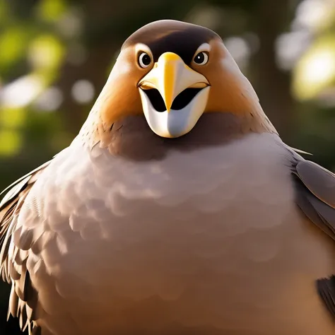 furrender style, portrait of a large muscular male bird, camping, photorealistic, 35mm, cinematic lighting and color grading, key light, sharp focus, depth of field background, extreme detail, 4k
