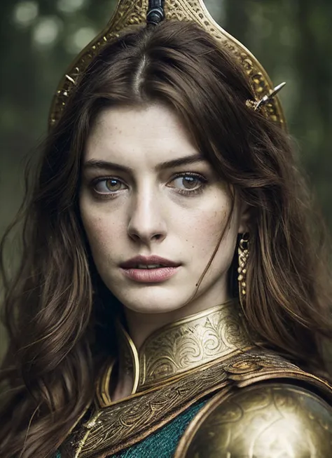 A stunning intricate full color portrait of (sks woman:1) as (viking warrior), (barbarian), epic character composition, by ilya kuvshinov, alessio albi, nina masic, sharp focus, natural lighting, subsurface scattering, f2, 35mm, film grain, <lora:locon_annehathaway_v1_from_v1_64_32:1.25>