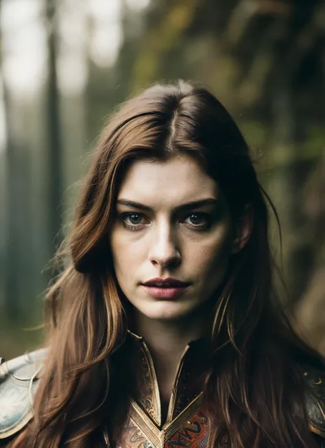 A stunning intricate full color portrait of (sks woman:1) as (viking warrior), (barbarian),  epic character composition, by ilya kuvshinov, alessio albi, nina masic, sharp focus, natural lighting, subsurface scattering, f2, 35mm, film grain, <lora:locon_annehathaway_v1_from_v1_64_32:1.25>