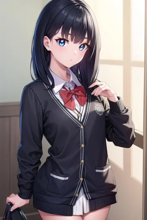 ((Highest quality)), ((masterpiece)), (detailed), (((Perfect Face))), ((A slim 16-year-old girl)), (((A girl wearing a short, tight navy blue jacket, White button-up shirt))), (((Dark blue pleated skirt))), ((Black Hair)), ((Black slanted eyes)), ((ponytail)), (((Are thin))),(((A shy smile))), ((Thin thighs)), ((Thin Hips)), (((girl looking away))), (((Teenage students in suits))), (((Empty Collar))), (((Bare thighs))), (((Wear sneakers)))、{{{Back view}}}, (((Flip up the skirt)))、(((Showing panties)))、(((Turn your butt))),(((Body pillow))), (((Tuck up your shirt))),(((Showing off your bra))),