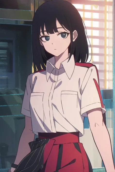 lingqiao, <lyco:lingqiao-LYCORIStest:1>,
ling qiao, bangs, black hair, medium hair, (black eyes:1.5),
BREAK skirt, shirt, white shirt, short sleeves, collared shirt, black footwear, red skirt, sandals, pocket, long skirt, shirt tucked in, breast pocket,
BREAK looking at viewer,
BREAK outdoors, city,
BREAK <lora:GoodHands-vanilla:1>, (masterpiece:1.2), best quality, high resolution, unity 8k wallpaper, (illustration:0.8), (beautiful detailed eyes:1.6), extremely detailed face, perfect lighting, extremely detailed CG, (perfect hands, perfect anatomy),