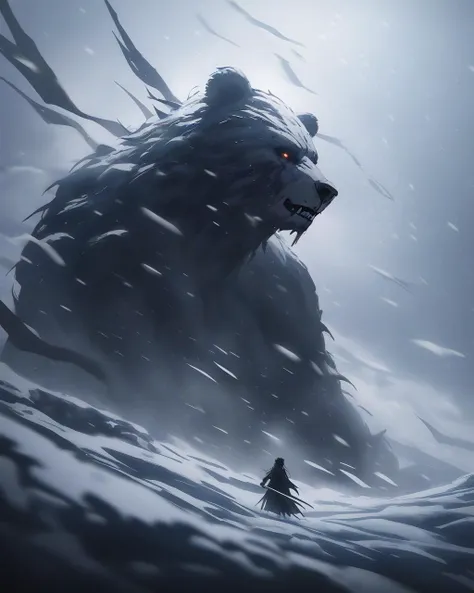 nai3,good light,
Monstrous blizzard with the fierce face of a bear, engulfed in whiteout conditions, swirling snow, and buffeting winds, Cinematic, mysterious, sinister, scary, wild, deadly, and beastly, A nightmarish masterpiece,wlop,