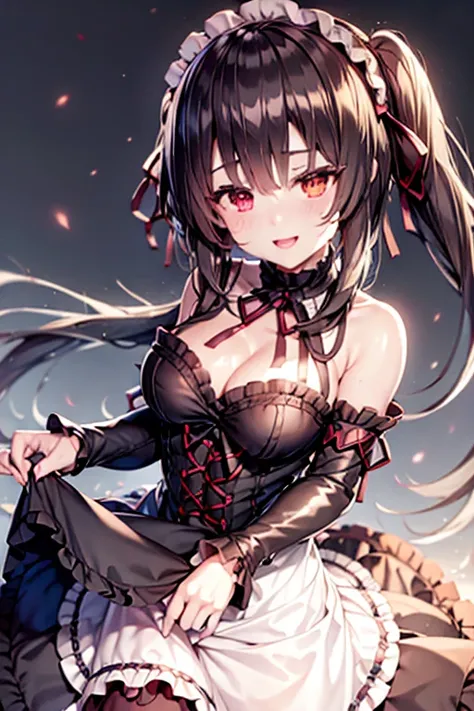 (masterpiece, Highest quality, Highest quality, Official Art, beautifully、aesthetic:1.2),(8K, Highest quality, masterpiece:1.2), There is a woman sitting in a box full of money and diamonds., facial expressions that are so sexy and seductive, The color of the box is blue, The contents of the box are Primogemgen Syn Impact,, face, perfection, clean, masterpiece, Professional artwork, One girl, tokisaki kurumi,