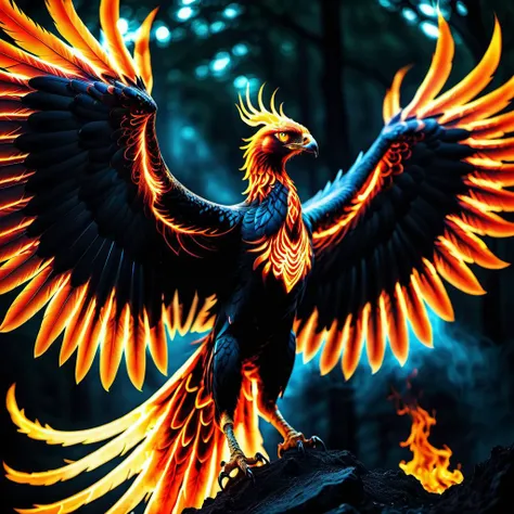 phoenix,terrifying glowing eyes,fierce wings,<lora:phoenix:0.68>,