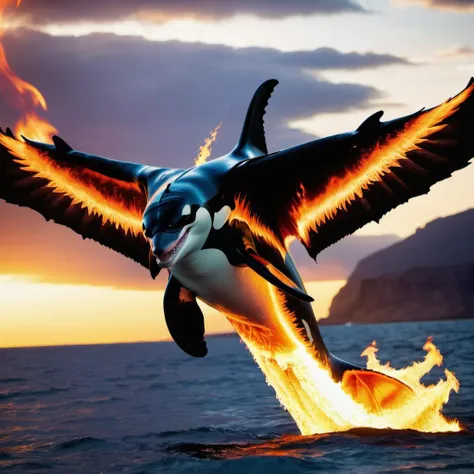 (half killer whale) half immolation phoenix,<lora:Phoenix:0.68>,terrifying glowing eyes,immolation wings,<lora:phoenix:0.68>,