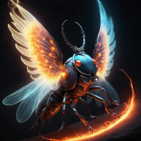 (half beetle) half etheral ethereal phoenix,<lora:Phoenix:0.68>,terrifying glowing eyes,etheral ethereal wings,
