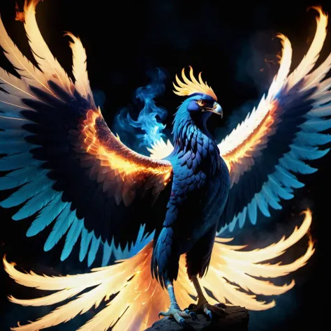 (half blue) half etheral ethereal phoenix,<lora:Phoenix:0.68>,terrifying glowing eyes,etheral ethereal wings,<lora:phoenix:0.68>,