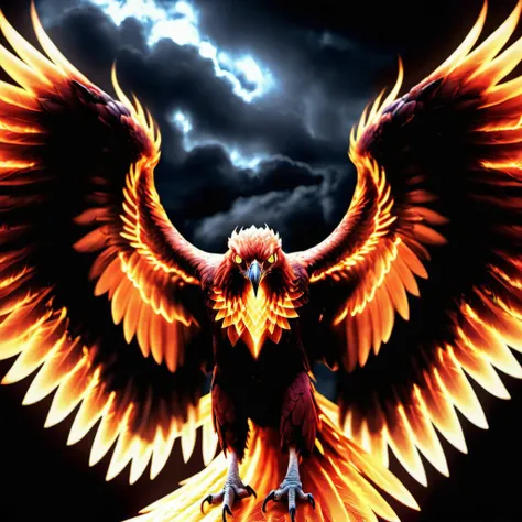 phoenix,terrifying glowing eyes,fierce wings,<lora:phoenix:.8>,