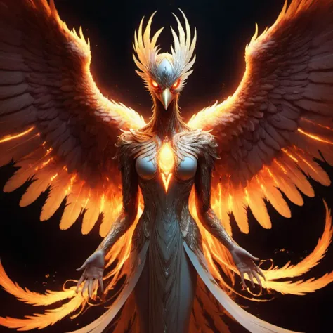 etheral ethereal phoenix,<lora:Phoenix:0.68>,terrifying glowing eyes,majestic wings,