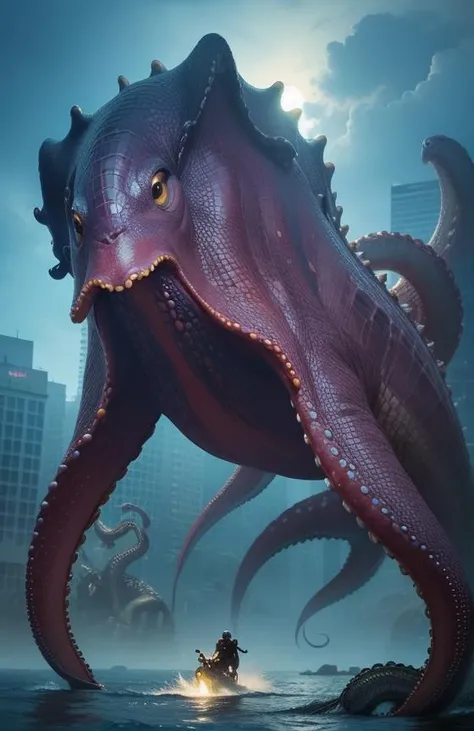 masterpiece, official art, unity 8k wallpaper, ultra detailed, beautiful and aesthetic,
(photo taken with ektachrome:1.5),(realistic:1.3) ,
(exquisitely detailed skin),
((giant monster octopus mixed with alligator)),kaiju,
(Destroy the city at day time), sky high, (in thailand)