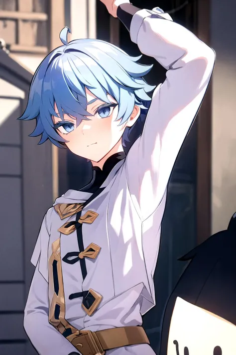 1boy,  <lora:chongyun:0.9>, chongyun, exorcist clothers