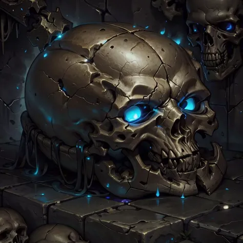 masterpiece, skulls, bones, cracked stone walls, <lora:sxz-wowtexture-v2:0.8> wowtexture of ancient tomb, <lora:NecromancyAI:0.8> NecromancyAI