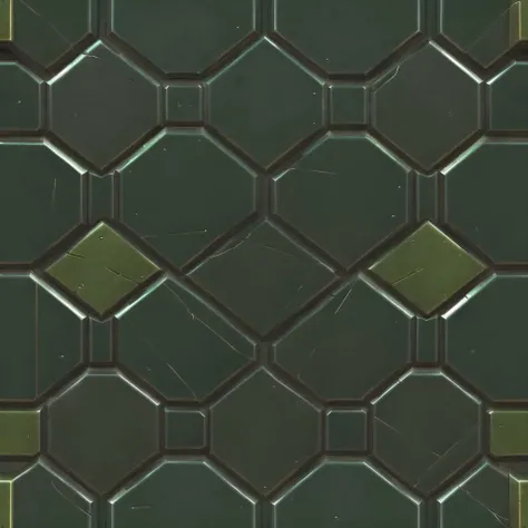 (masterpece, best quality:1.3), wowtexture of stunning metallic floor in intricate hexagonal patterns, green hue, with subtle scratches, industrial, interior, realistic, moody lighting, steel texture, reflective surface, 3D rendering, (green), [scratches], detailed, high-resolution., seamless <lora:sxz-wowtexture-v2:0.8>