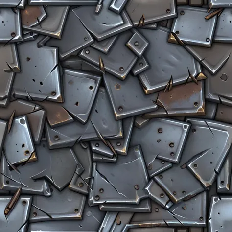 texture of old damaged metal plates, seamless, 3d<lora:sxz-texture-sdxl:1>
