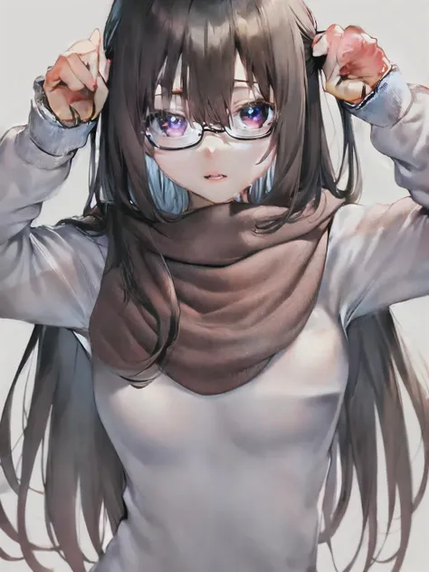 masterpiece, best quality, 1girl,<lora:cla2-000002:1>glasses,sweater,scarf,upper body,