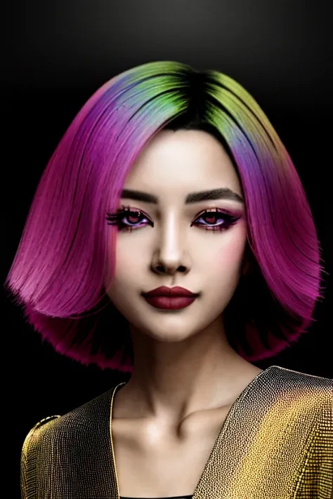 anime style, (masterpiece, best quality, ultra-detailed, highres), perfect face, sidelighting, lustrous skin,(bloom), (shine), lighting, ray tracing, sci-fi, city, outdoor, 1girl, solo, breasts, green eyes, lipstick, large breasts, gloves, makeup,  lips,  rainbow hair, long hair, smile, upper body, holding, looking at viewer, depth_of_field, very detailed background, highly detailed background, Masterpiece, Ultra detailed, great composition,Dynamic angle,[Bottle bottom],(wide shot), extremely delicate and beautiful,(Highest picture quality), (Master's work), (fantasy), depth of field, solo,Beautiful girl,extreme light and shadow, masterpiece, rich in detail, (fine features), (highest quality), (masterpiece), (detailed eyes), (beautiful) detailed girl,beautiful detailed eyes,(straight-on), full body,(extremely detailed CG unity 8k wallpaper),(masterpiece), (best quality), (ultra-detailed), (best illustration),(best shadow), perfect lighting , perfect anatomy, solo, close to camera , pov   <lora:DuskfallArt:.6> <lora:Copy of PinkSpiderhide:.3>