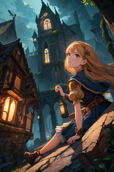 masterpiece,best quality,1girl,from side,dutch angle,dynamic,dramatic,outdoor,fantasy,