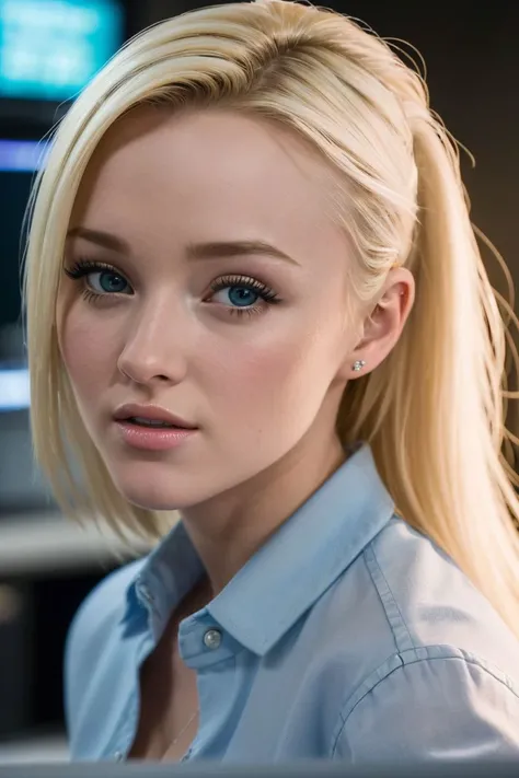 closeup headshot of S120_KenzeThomas, a gorgeous woman, in a (control-room), wearing a (shirt:1.2), (monitors), (8k, RAW photo, best quality, depth of field, ultra high res:1.2), (absurdres, intricate, photorealistic, masterpiece, ultra-detailed, Unreal Engine:1.3)