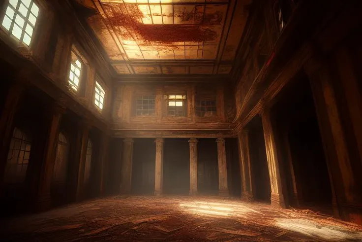 (masterpiece), a sinister creature skulking in a building , 8k, highest quality , by style-abandoned2