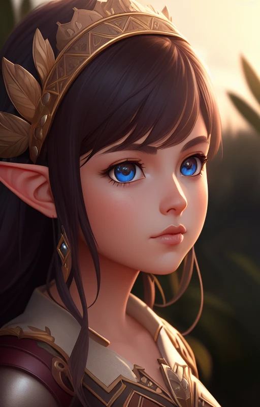 (extremely detailed CG unity 8k wallpaper), (masterpiece), (best quality), (realistic), fantasy, elf, princess, child, concept art, smooth, sharp focus, rule of thirds, dark fantasy, intricate details, medium shot, (backlighting), portrait