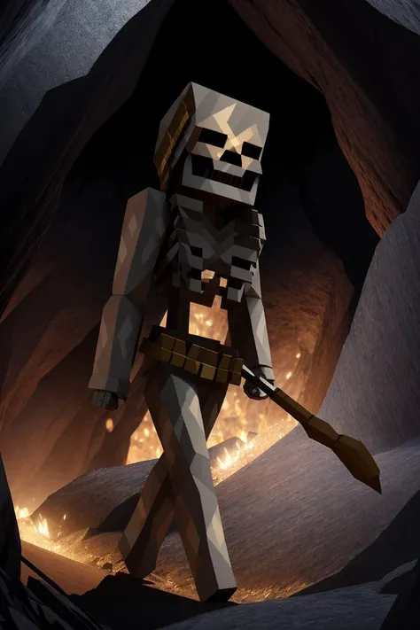 <lora:Skeleton:.7> Skeleton bow down walking in a dark cave, full body, high detail, sharp focus, hdr